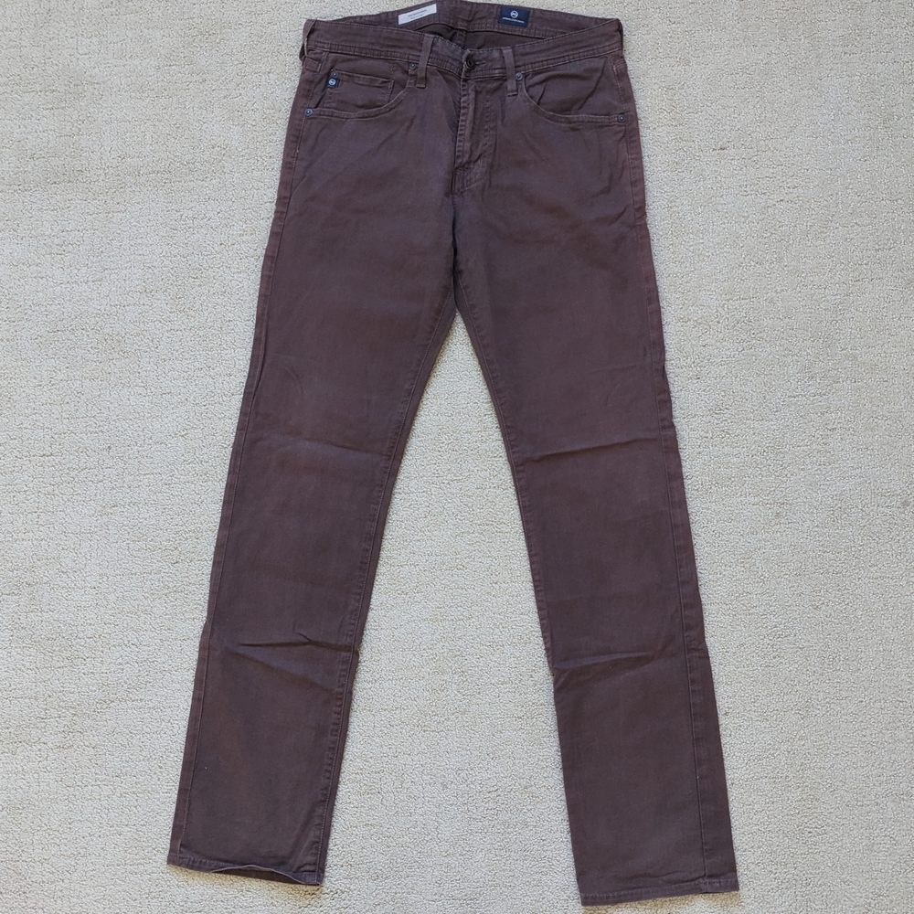 AG Adriano Goldschmied The Matchbox Slim Straight Pants Mens 31 Brown Grunge